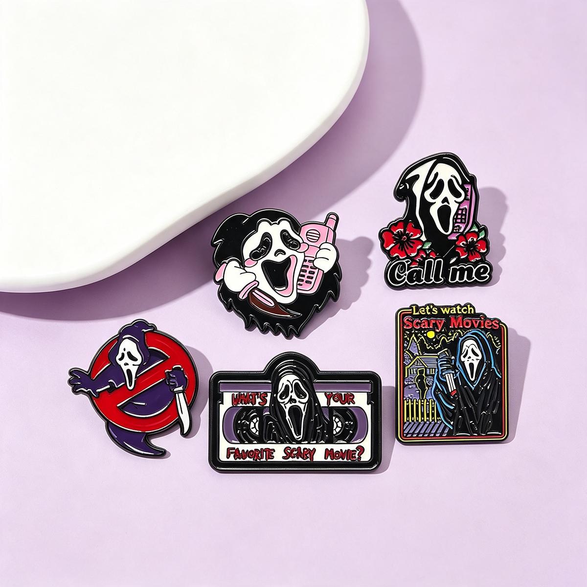 Embroidery Gothic - 5Pcs/Set Horror Skull Enamel Brooch Gothic