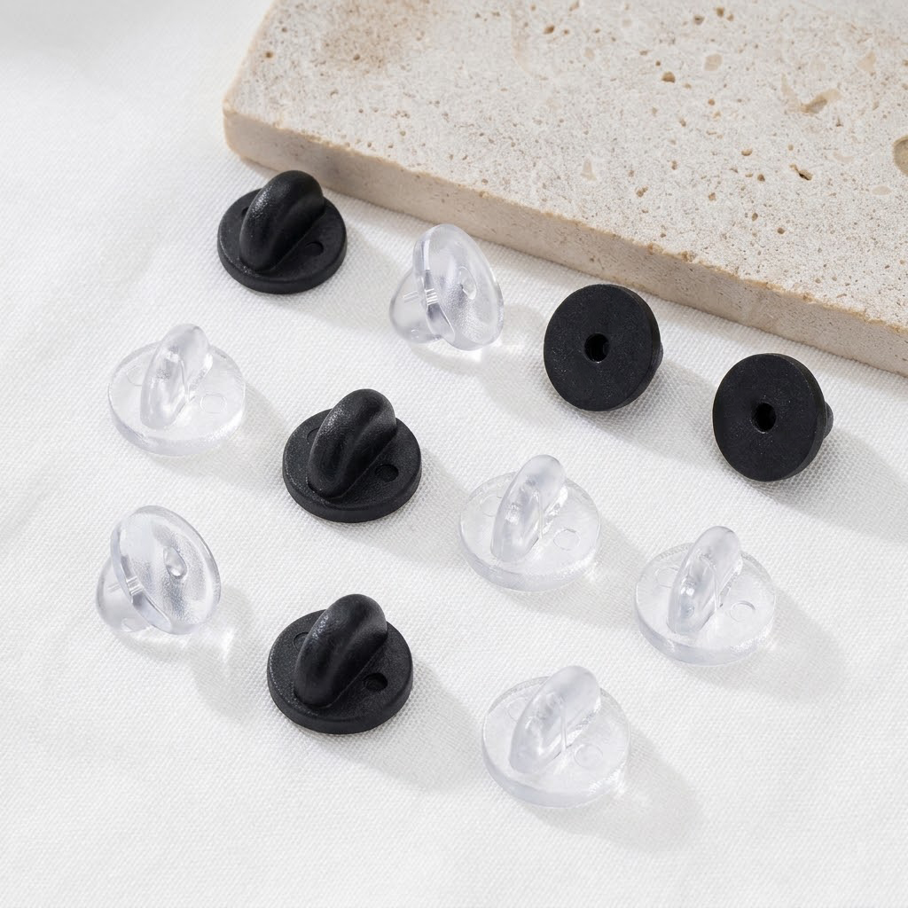 Embroidery Knot - 100pcs Rubber Butterfly Clutch Pin Backs