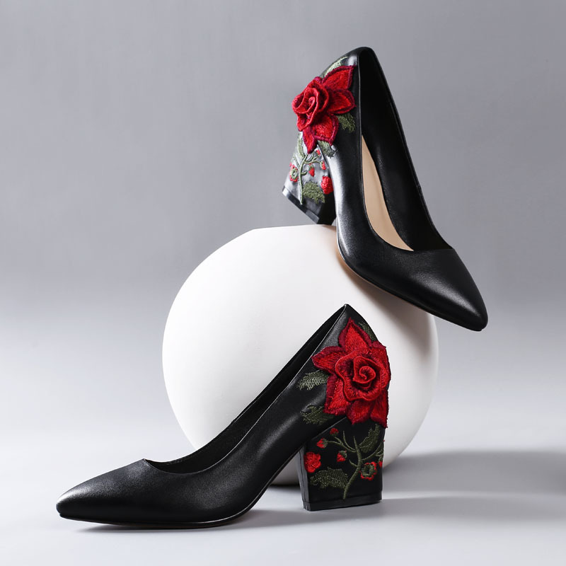 Embroidery Red - Fashion Yarn Embroidery Red Rose Flower