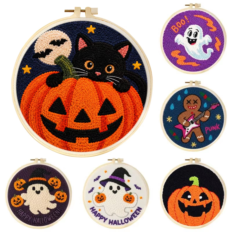 Punch Needle Handle - Halloween Punch Needle Embroidery Kit Spooky