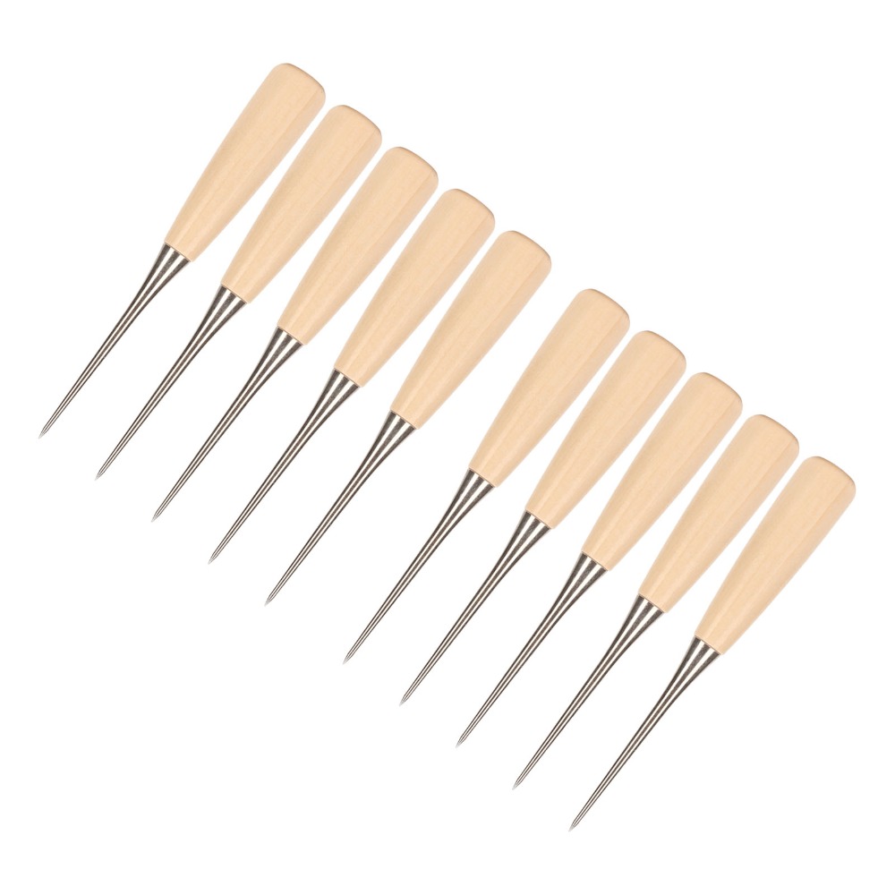 Punch Needle Handle - 10pcs Stitching Wooden Handle Leather Awl