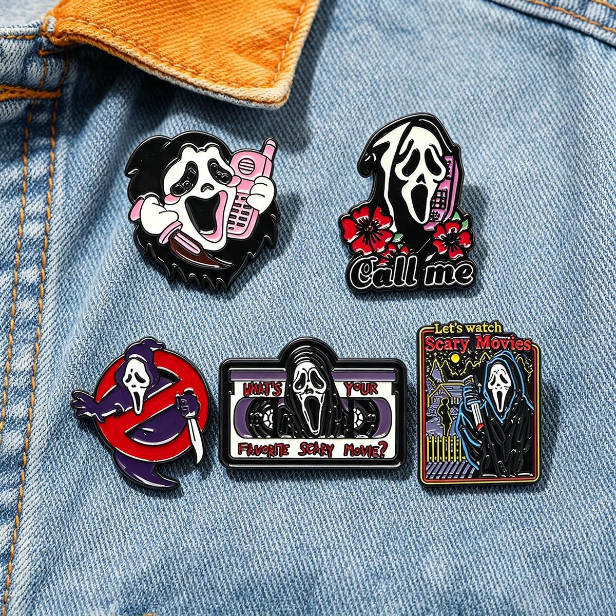5Pcs/Set Horror Skull Enamel B - Embroidery Gothic recension och pris