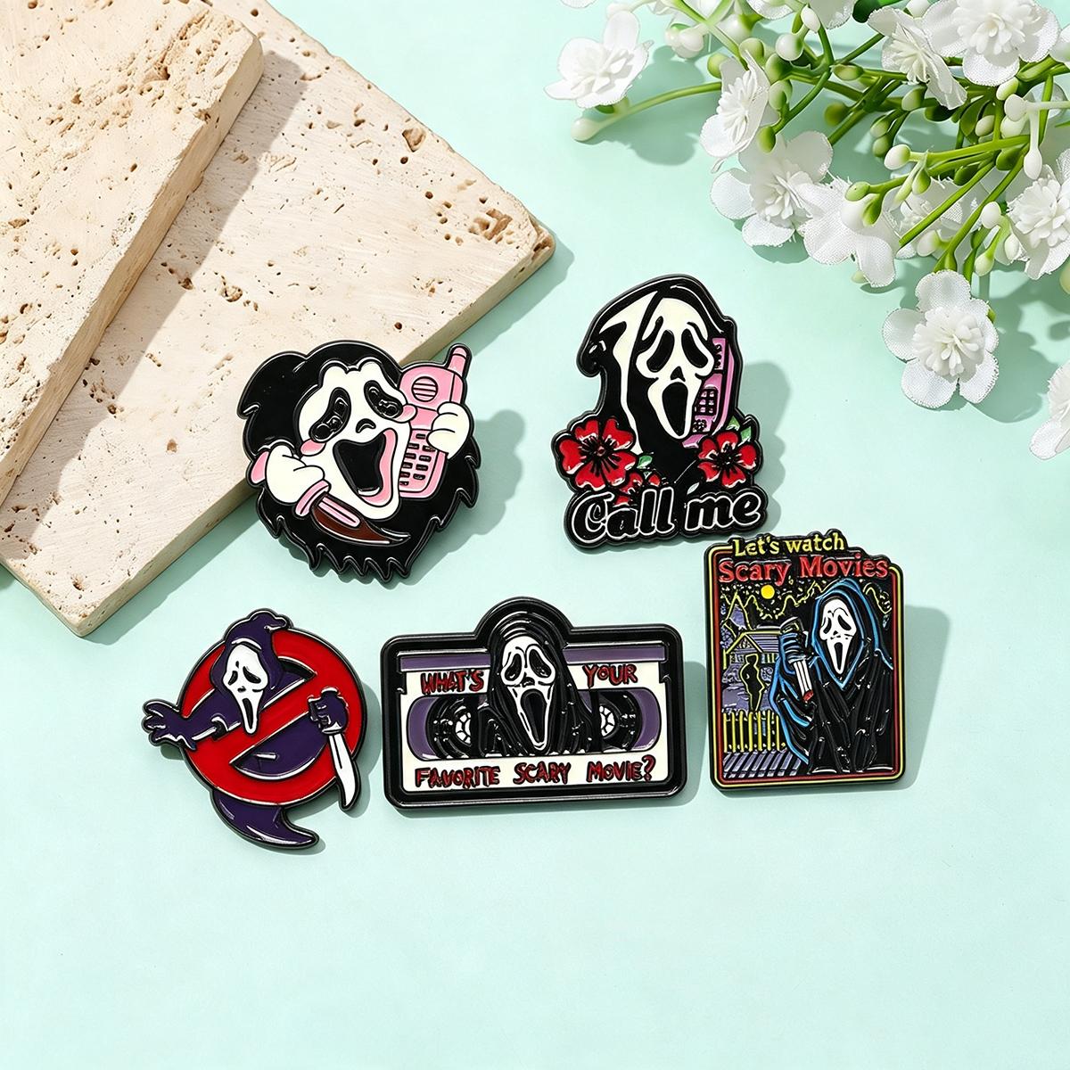 5Pcs/Set Horror Skull Enamel B - Embroidery Gothic recension och pris