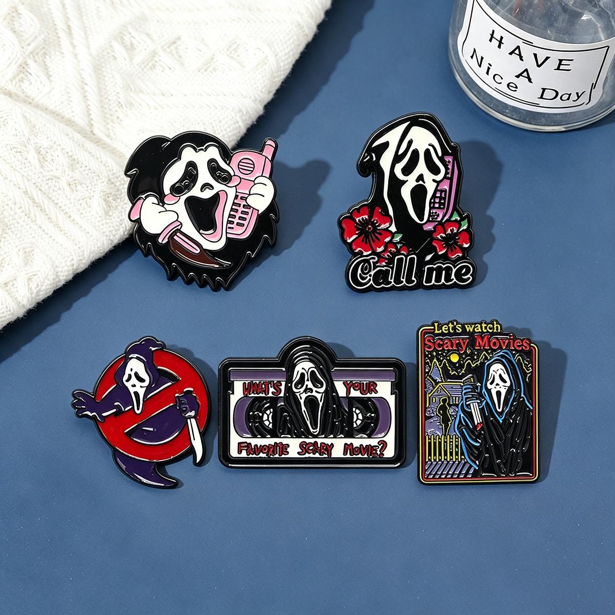 5Pcs/Set Horror Skull Enamel B - Embroidery Gothic recension och pris