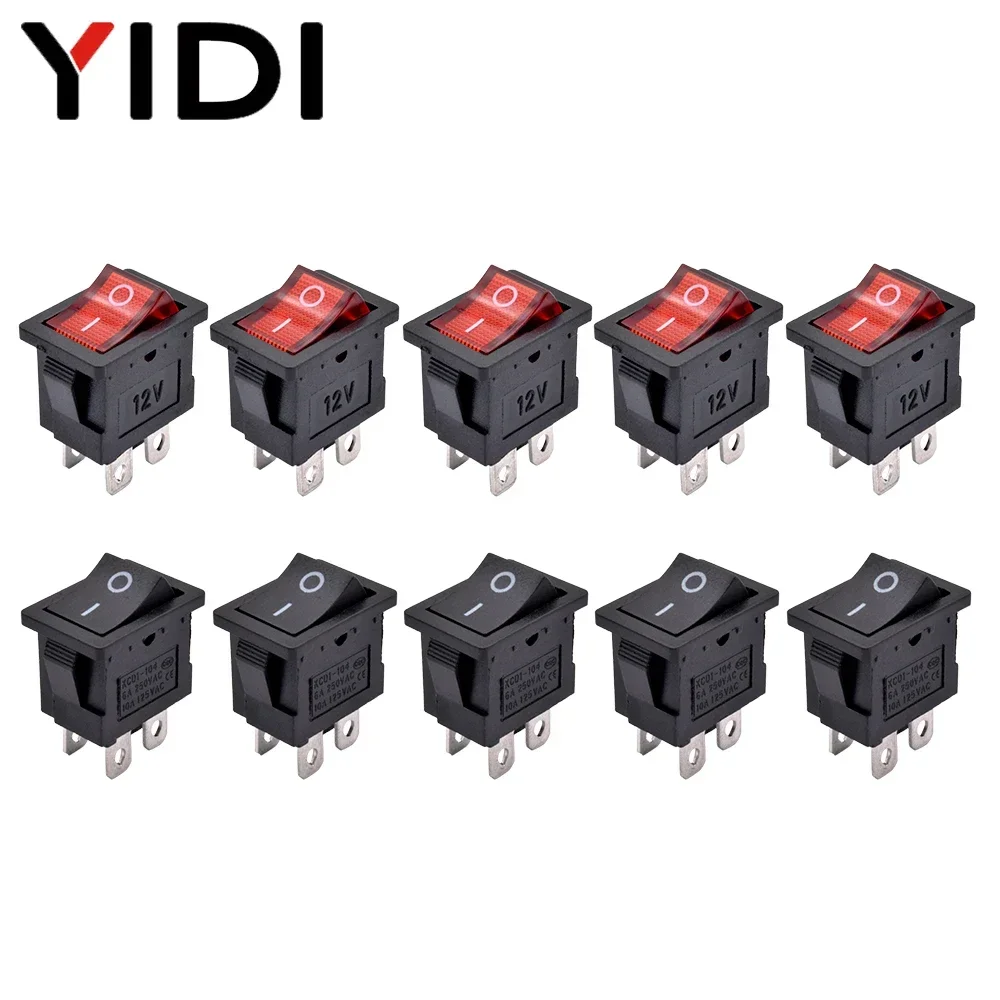 5/10pcs KCD1-104 Power Rocker  - Embroidery Red recension och pris