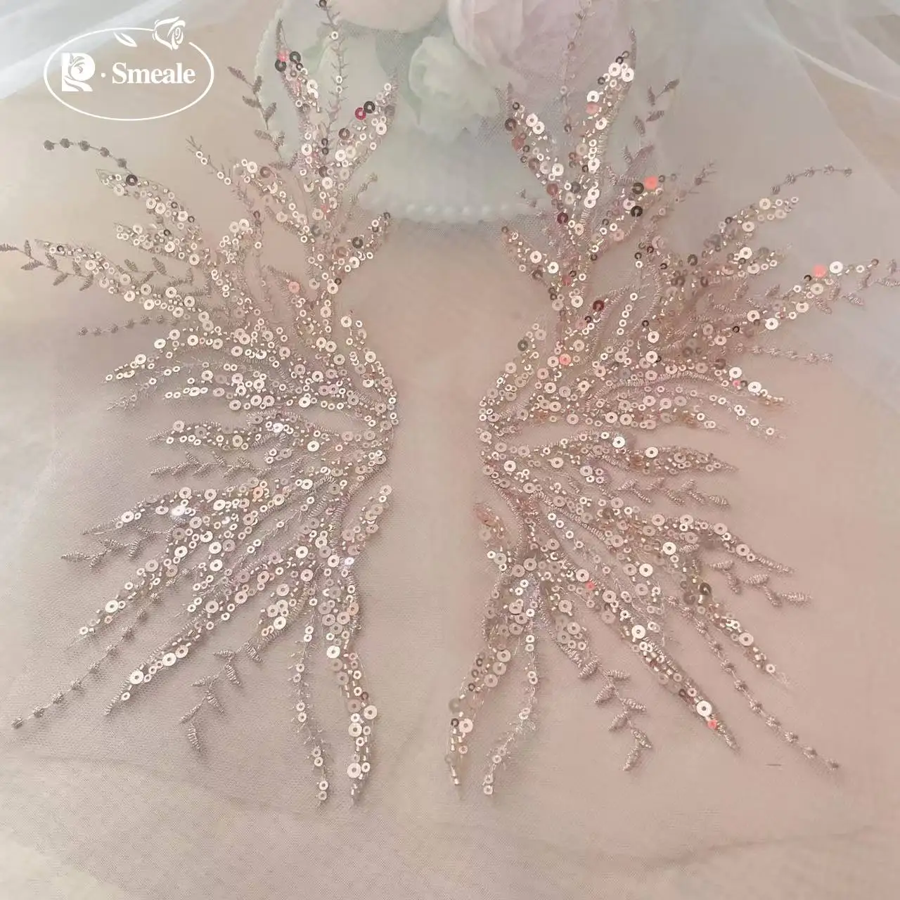 5Pair-2Pair.Rose Gold Sequin T - Embroidery Flower Pattern recension och pris