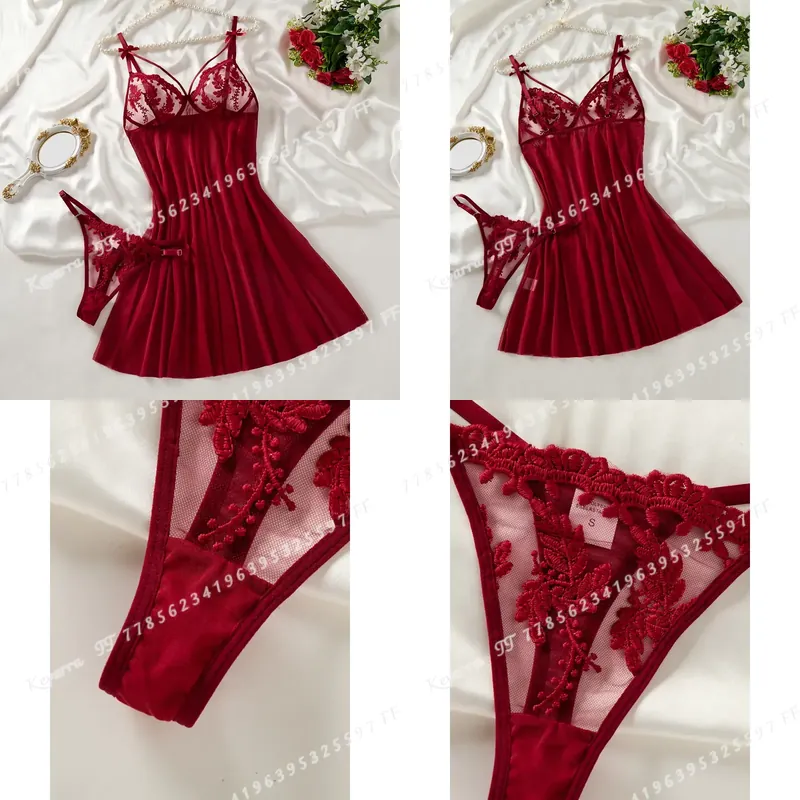 Wine Red Women's Country Style - Embroidery Red recension och pris