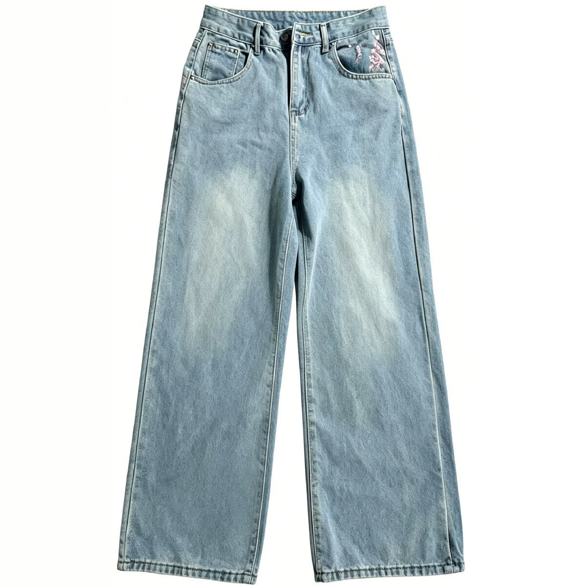 High Waist Loose Straight Leg  - Embroidery Jeans Sakura recension och pris