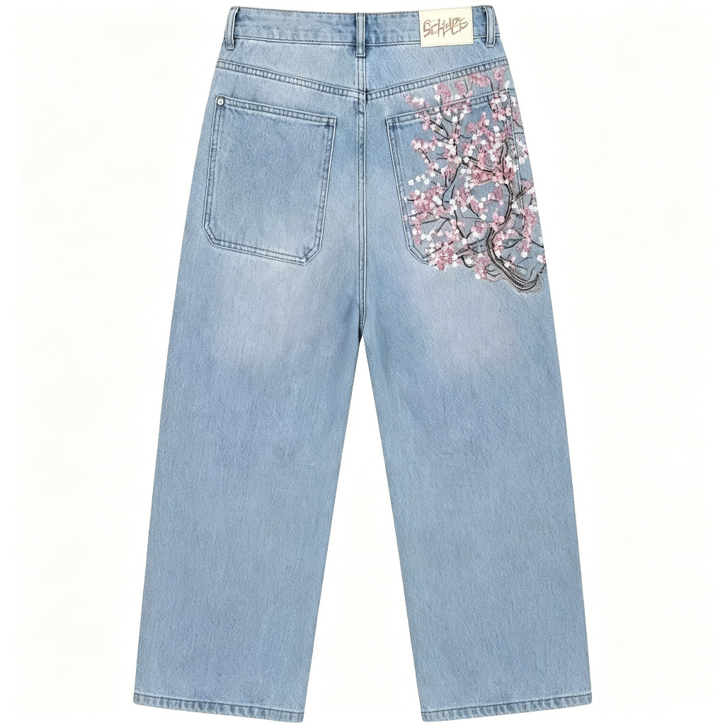 High Waist Loose Straight Leg  - Embroidery Jeans Sakura recension och pris