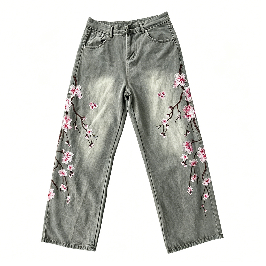 High Waist Loose Straight Leg  - Embroidery Jeans Sakura recension och pris