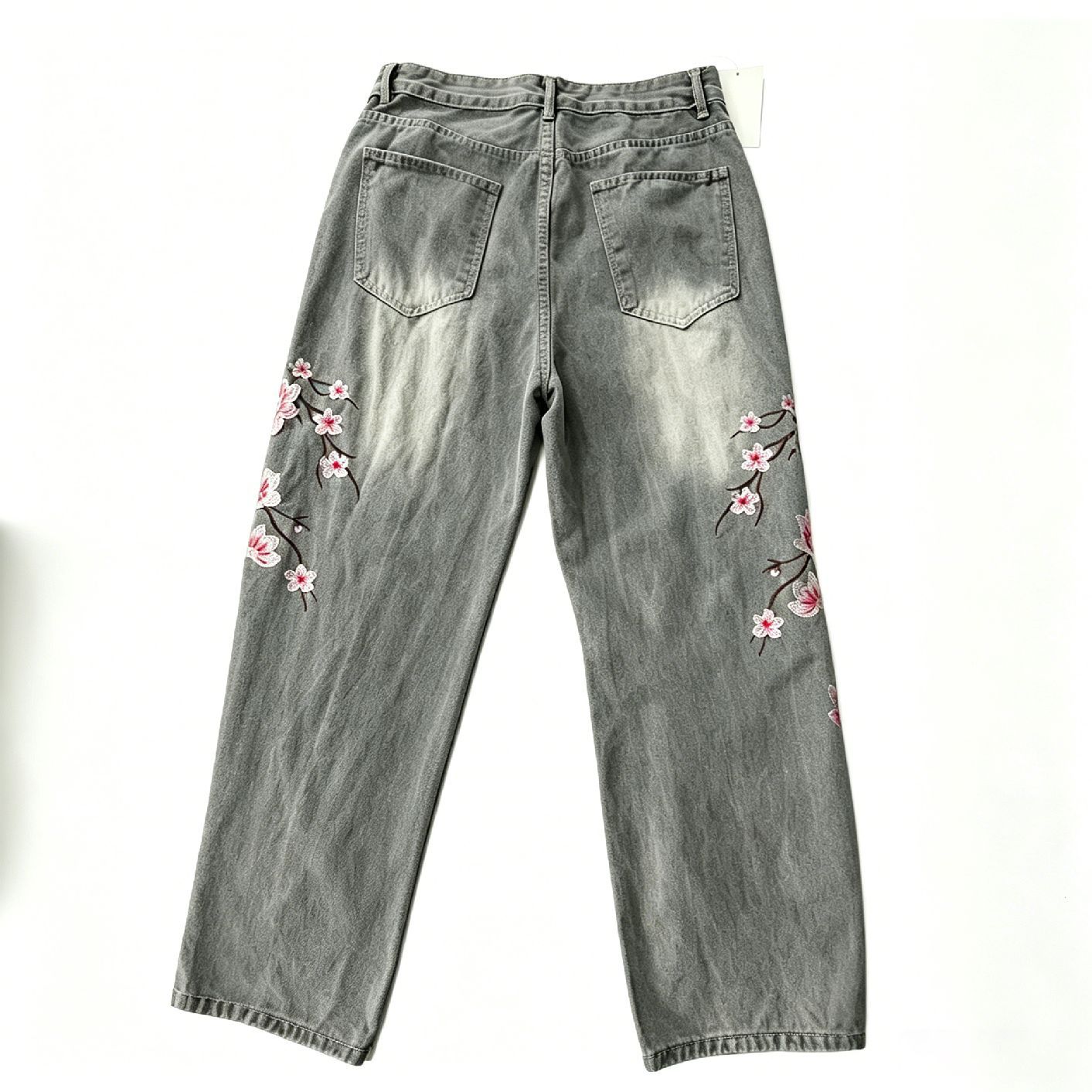 High Waist Loose Straight Leg  - Embroidery Jeans Sakura recension och pris