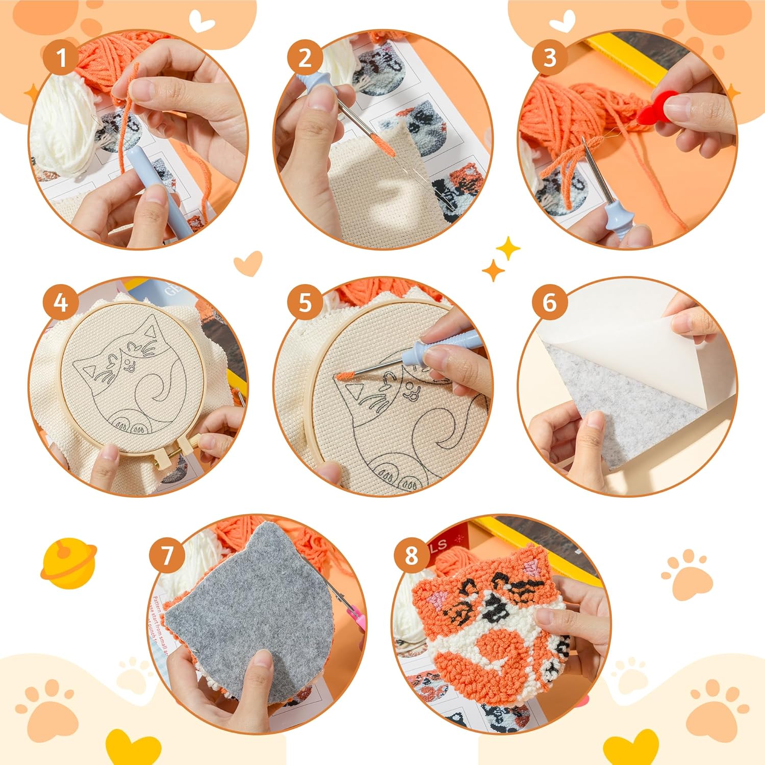 6Pcs Frog Punch Needle Coaster - Punch Needle Handle recension och pris