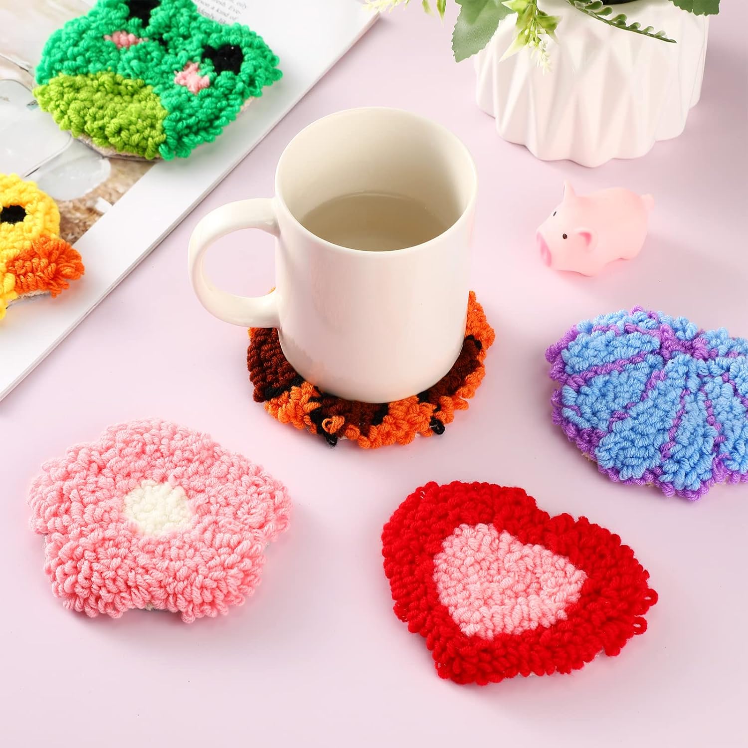 6Pcs Frog Punch Needle Coaster - Punch Needle Handle recension och pris