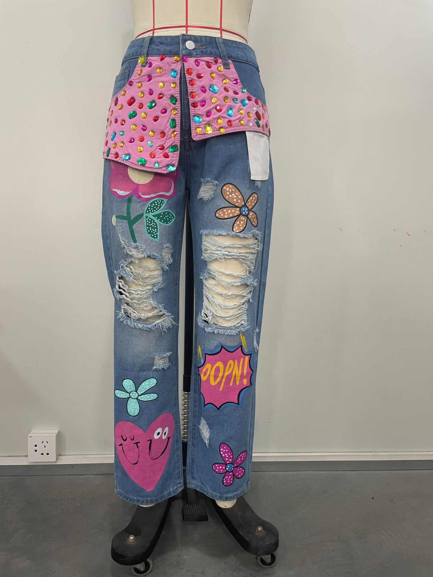 Chic Women Spring Floral Embro - Embroidery Jeans Sakura recension och pris