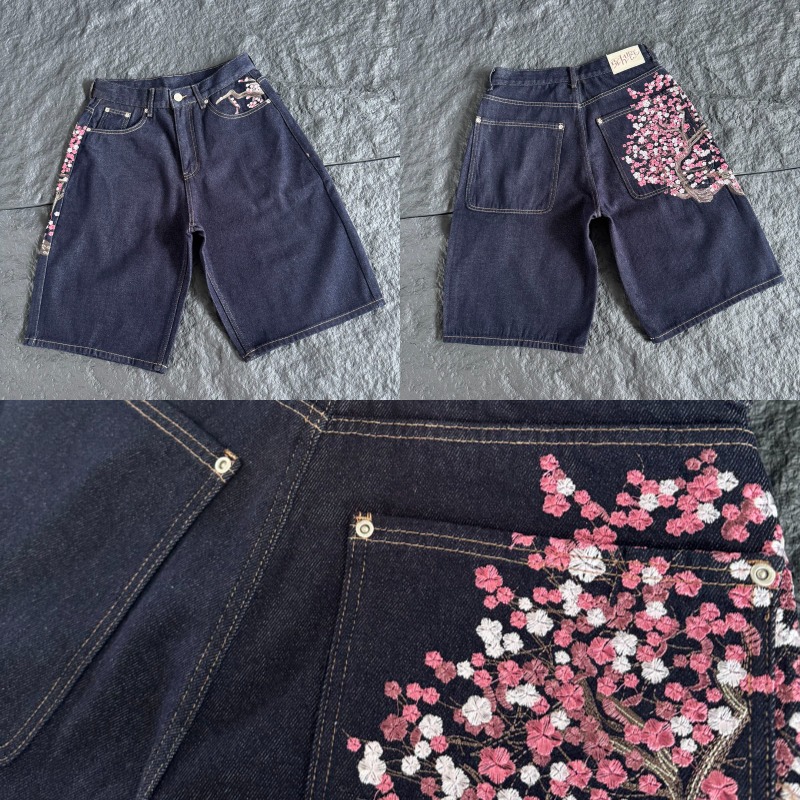 Men Women Dark Raw Denim Knee  - Embroidery Jeans Sakura recension och pris