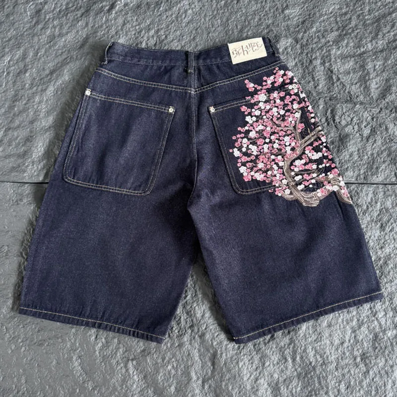Men Women Dark Raw Denim Knee  - Embroidery Jeans Sakura recension och pris