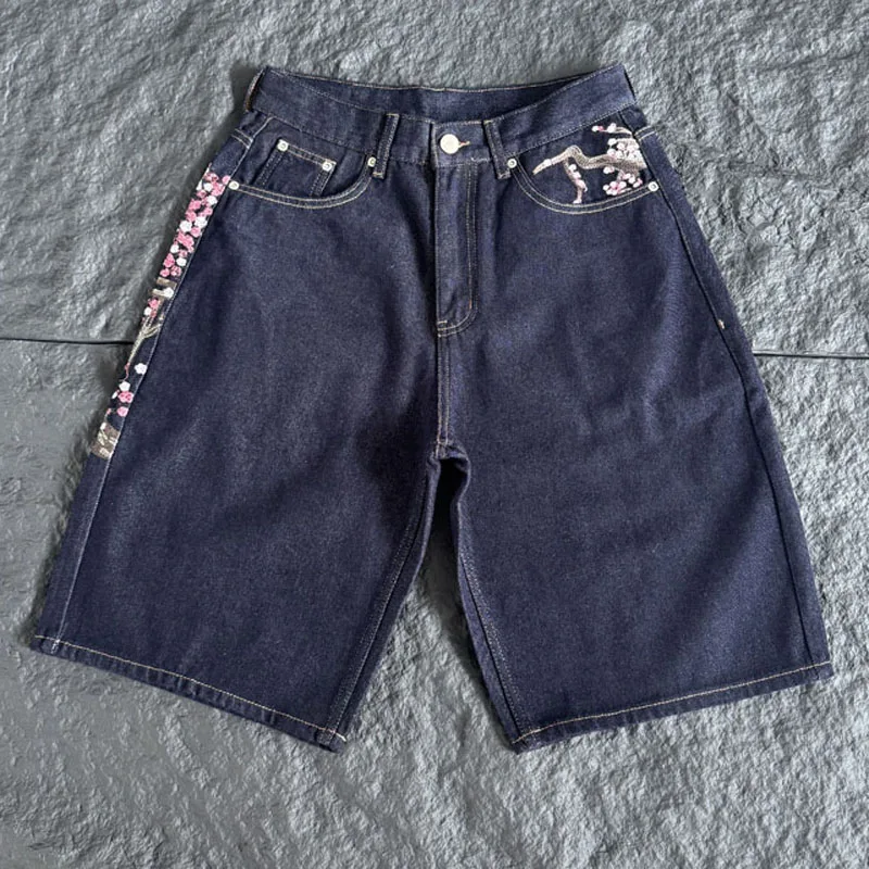 Men Women Dark Raw Denim Knee  - Embroidery Jeans Sakura recension och pris