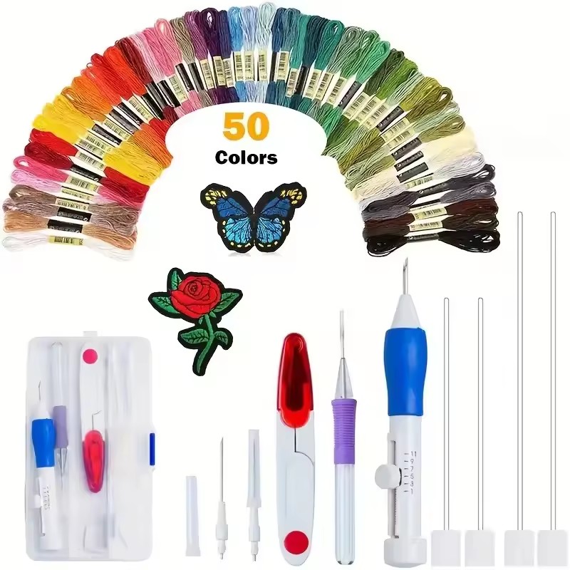 50 Colors Punch Needle Embroid - Punch Needle Handle recension och pris