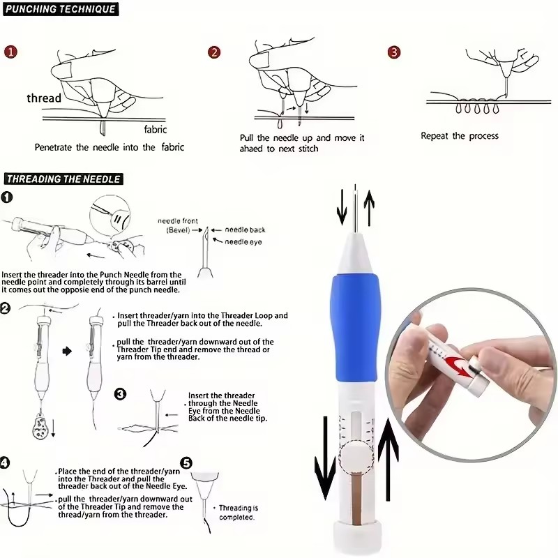 50 Colors Punch Needle Embroid - Punch Needle Handle recension och pris
