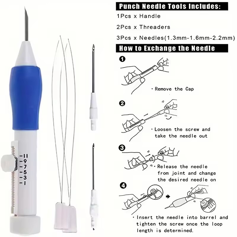 50 Colors Punch Needle Embroid - Punch Needle Handle recension och pris
