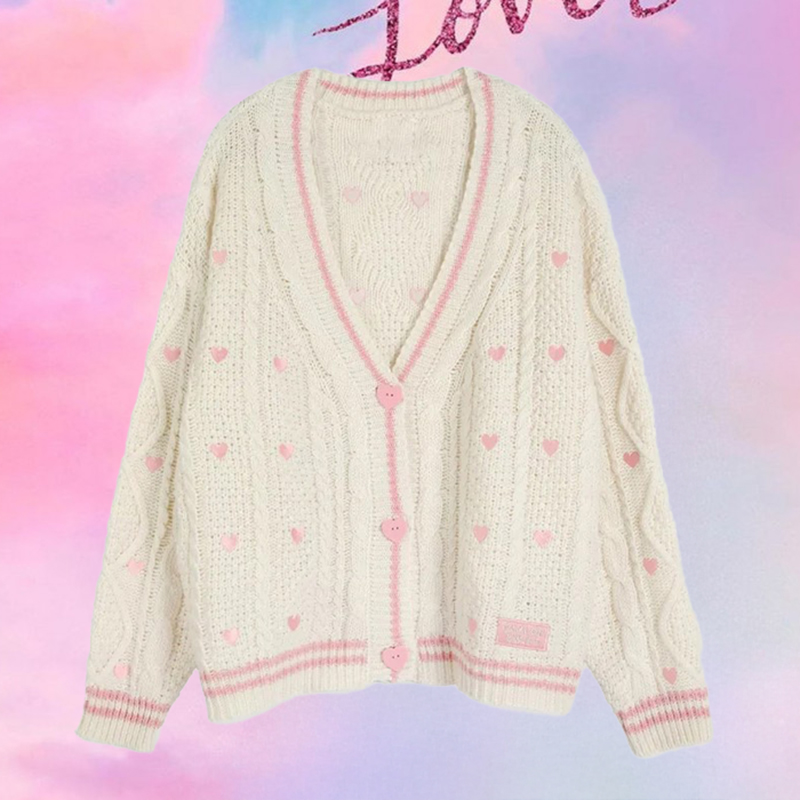 Lover Cardigan with Pink Heart - Embroidery Patches recension och pris