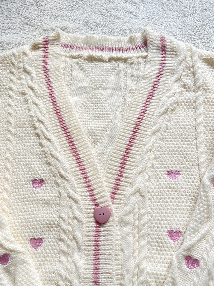 Lover Cardigan with Pink Heart - Embroidery Patches recension och pris