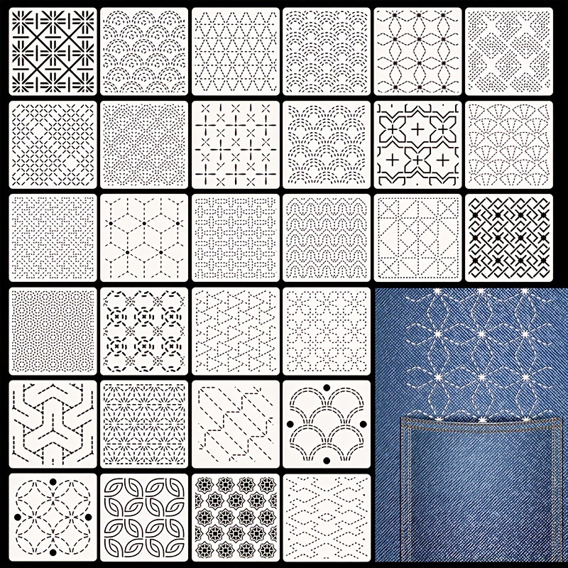 30Pcs Embroidery Templates DIY - Embroidery Quilting recension och pris
