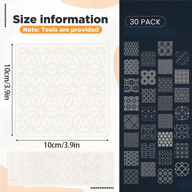 30Pcs Embroidery Templates DIY - Embroidery Quilting recension och pris