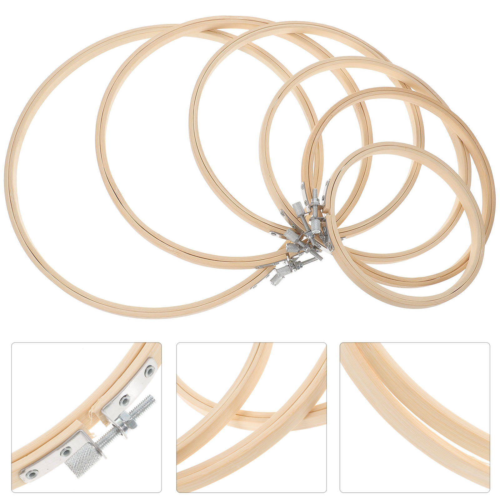 6Pcs Bamboo Embroidery Hoops S - Embroidery Quilting recension och pris