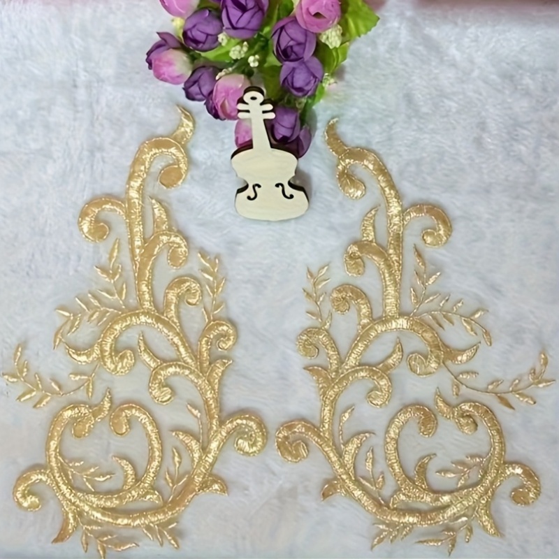 2Pairs  Gold Lace Fabric Flowe - Embroidery Flower Pattern recension och pris