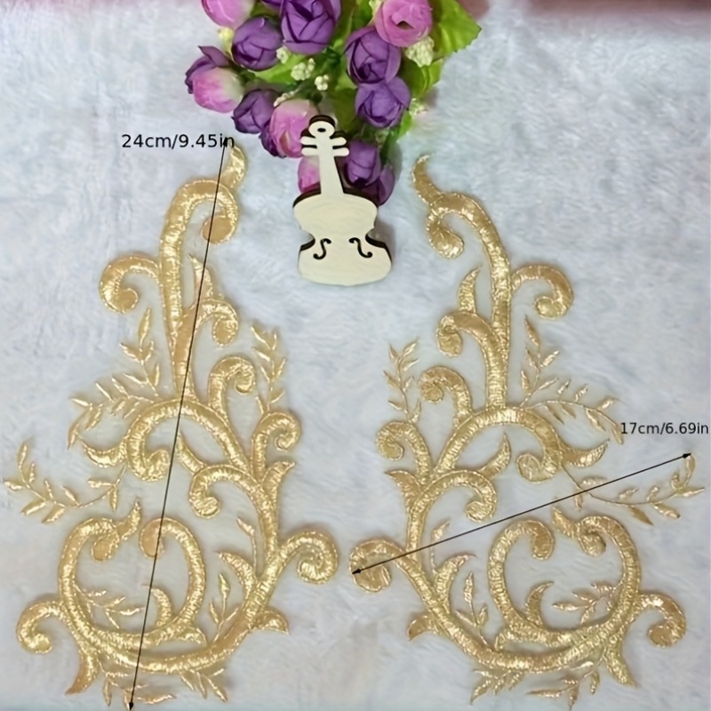 2Pairs  Gold Lace Fabric Flowe - Embroidery Flower Pattern recension och pris