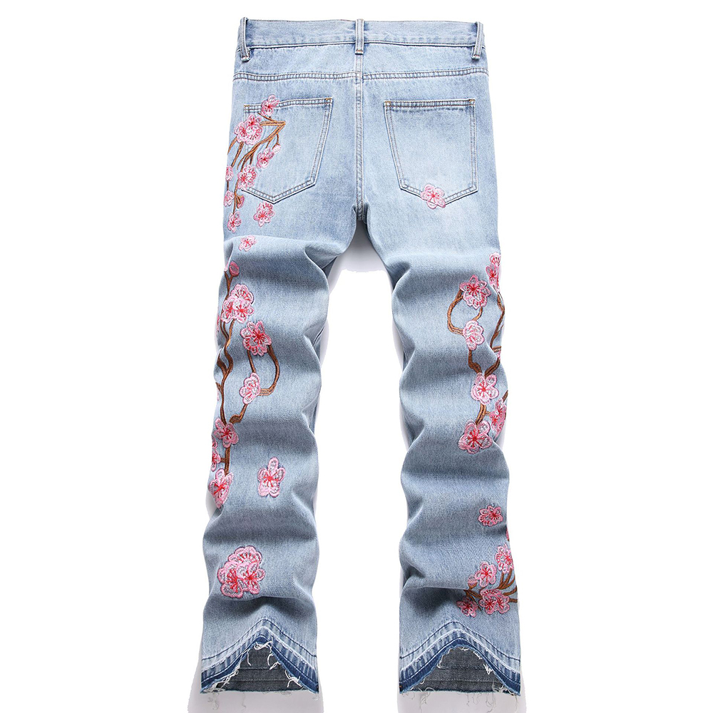 Men Flower Embroidery Denim Je - Embroidery Jeans Sakura recension och pris