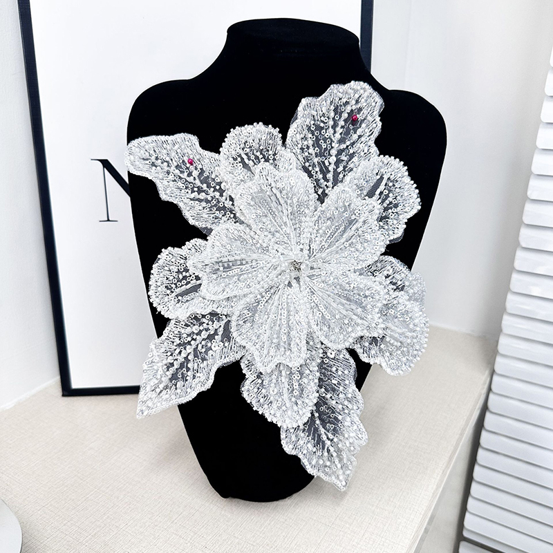 White Lace Sequin Beaded Flowe - Embroidery Flower Pattern recension och pris